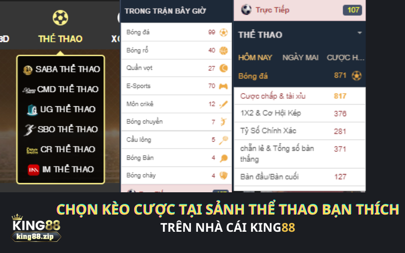 King88 hợp tác với nhiều đơn vị cung cấp sảnh cá cược thể thao khác nhau để đáp ứng nhu cầu đa dạng của người chơi.